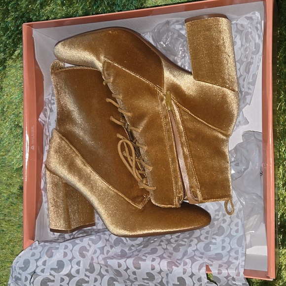 Gianni Bini Shoes - Golden velvet lace up boots